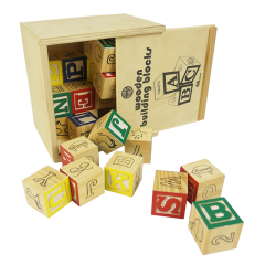 Children Colorful Learning Wood Alphabet Blocks Letters Cube Stacking Building Block